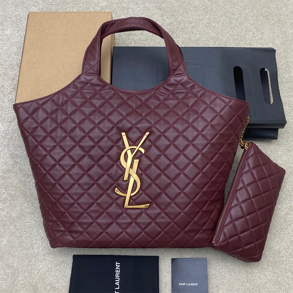 YSL ICARE MAXI SHOPPING BAG IN QUILTED LAMBSKIN(HIGH-END GRADE)